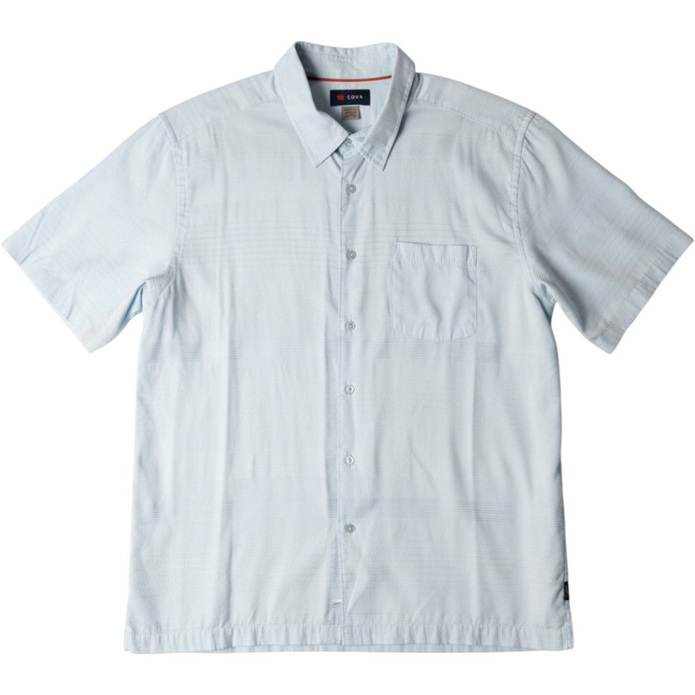 COVA Mens Light Blue Textured Stripe Short Sleeve Button Down Shirt XXL A17014